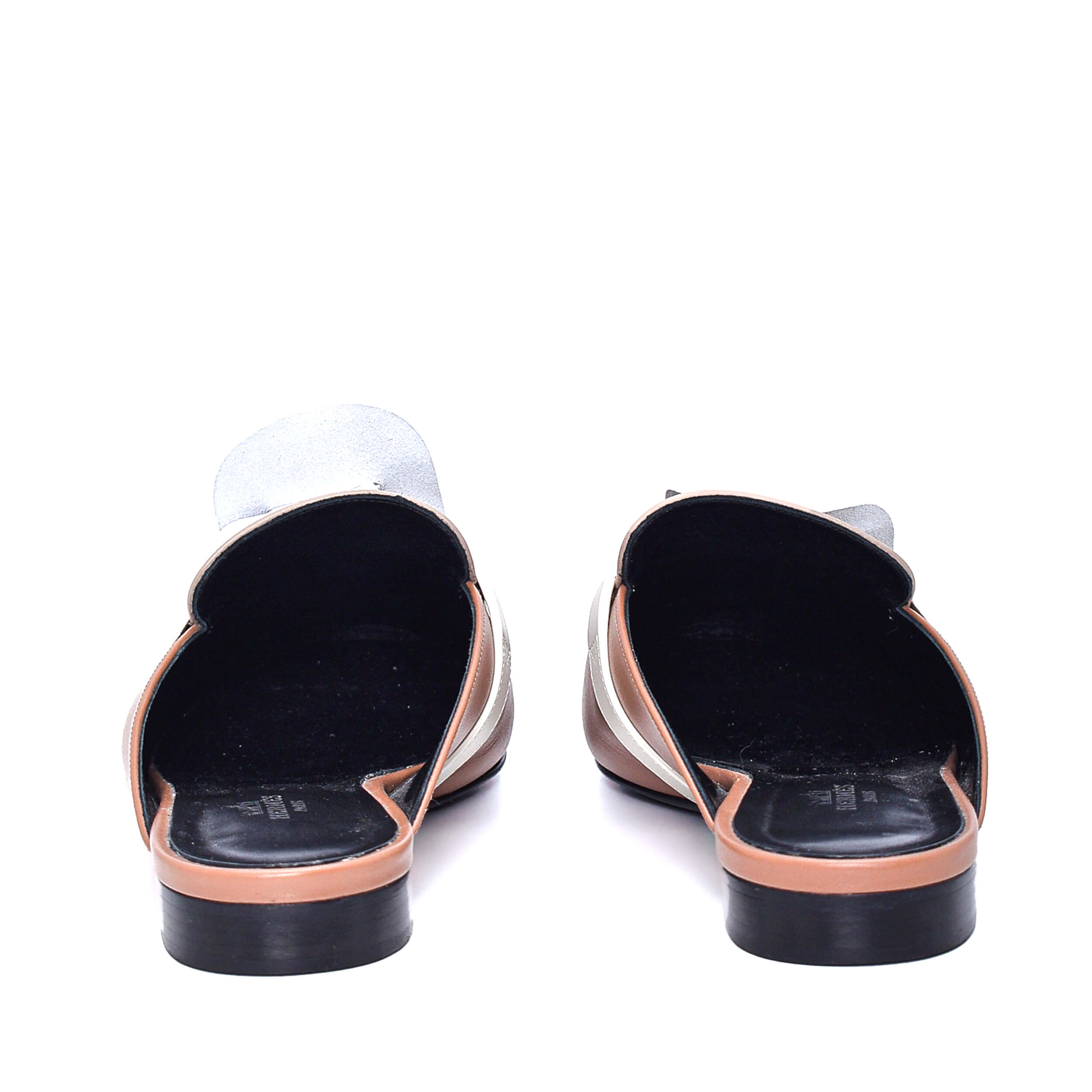 Hermes - Beige&Brown Leather Kelly Mule Sandals
